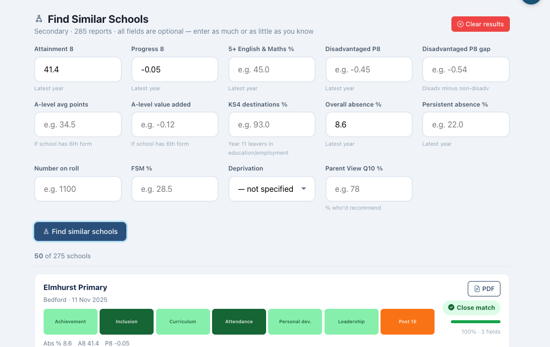 Find Similar Schools